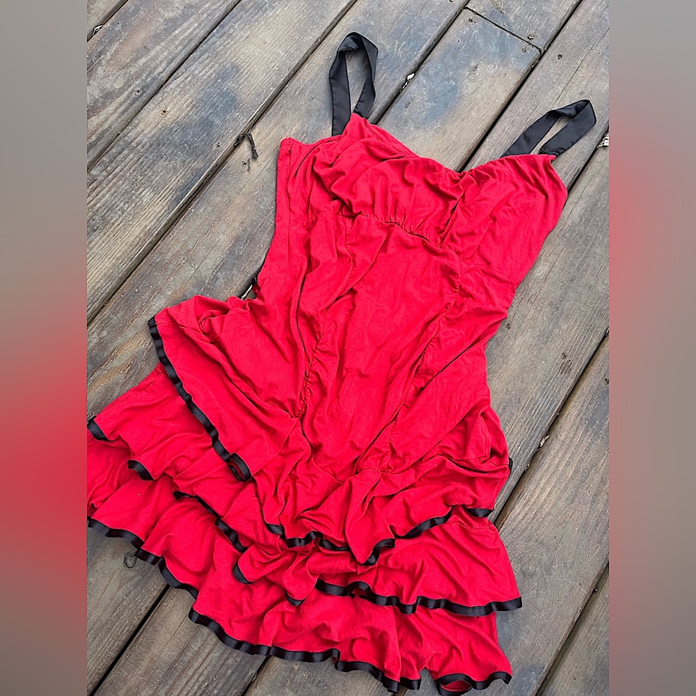 Y2K Red ruffle dress